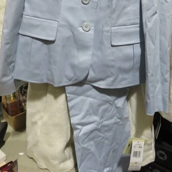 Nine West sz 2 Petite Light Blue Business Woman's Pantsuit Power suit 2P - Picture 2 of 7